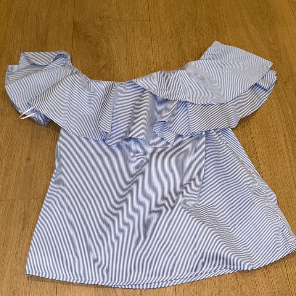 MLM Blue Striped Off-Shoulder Blouse